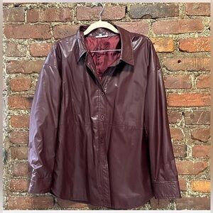 Maroon Pu Leather Shacket